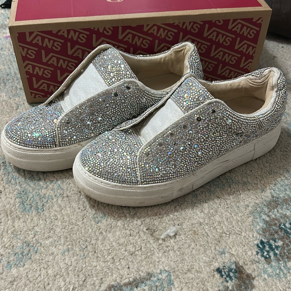 Betsey Johnson silver rhinestone sneakers